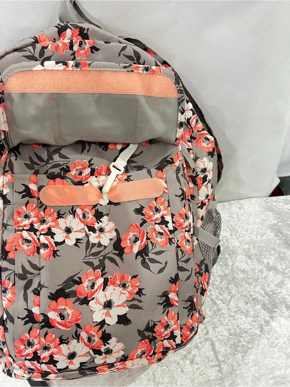 JanSport Large Student Backpack Gray Coral Floral Fit 15